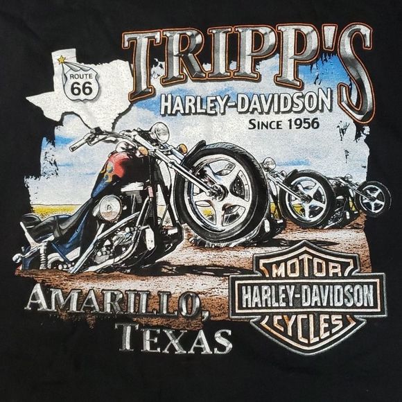Harley-Davidson 5X Tripp's Amarillo, TX Route‎ 66 Dealership T-Shirt - Picture 1 of 7